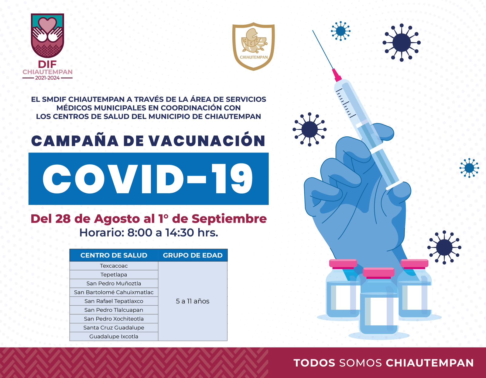 Anuncia Ayuntamiento de Chiautempan campaña de vacunación contra Covid 19